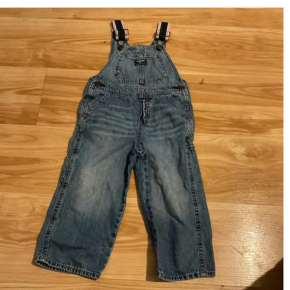 OshKosh B'gosh‎ Denim Overalls Size 3T Blue Jean Bib Pants Kids Toddler